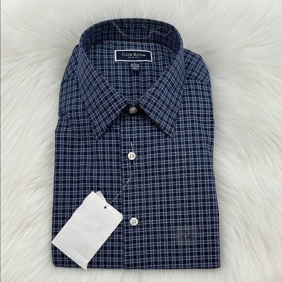 Club Room Slim Fit Long Sleeve - Blue Plaid - Large - New with tags - Picture 1 of 4